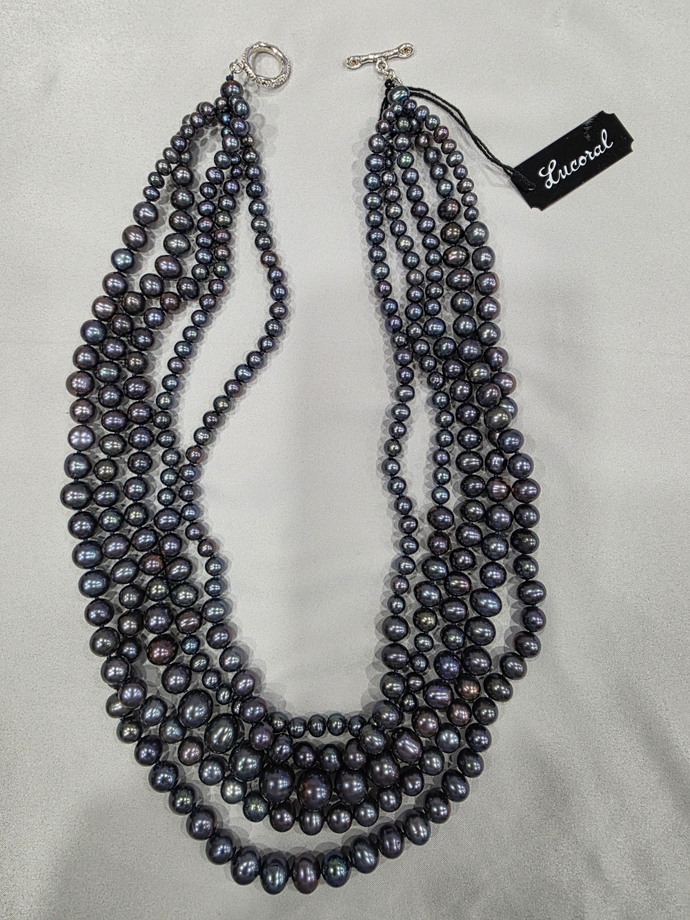 Multi-Strand Black Peacock Cultured Pearl Necklace NWT